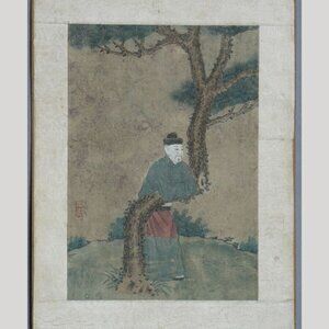 Song Dynasty Chinese Scholar and Pine Tree Painting